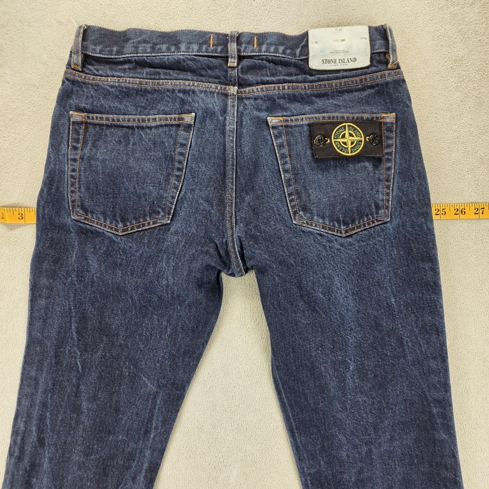 Stone Island Jeans Mens Blue Dark Wash Slim Skinny Type SK Logo Patch Fits 32x29 - Picture 13 of 16